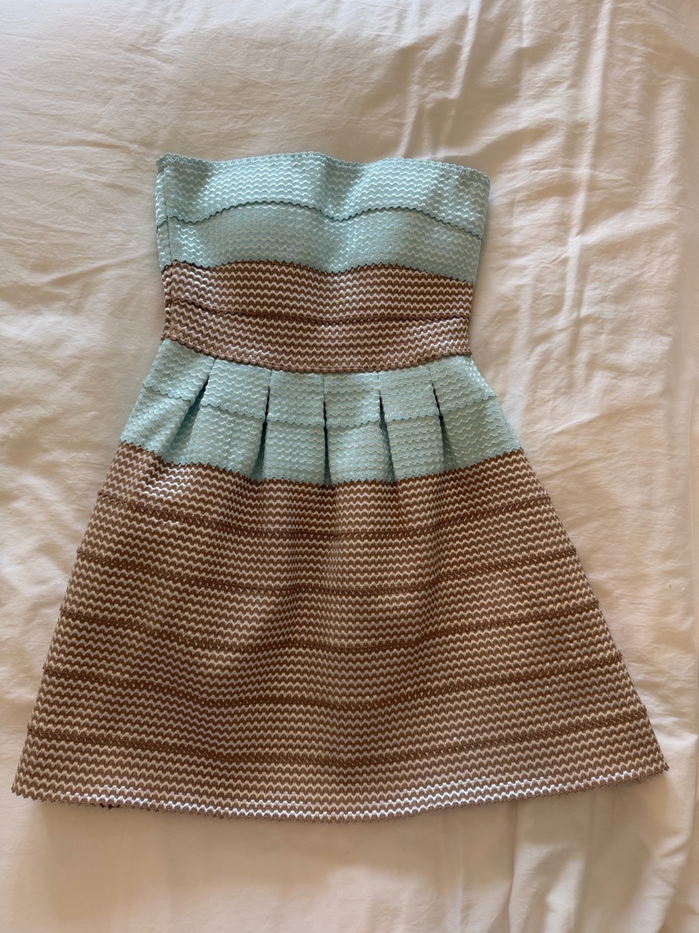 WOW couture Strapless A-Line Skirt in Light Blue and Brown